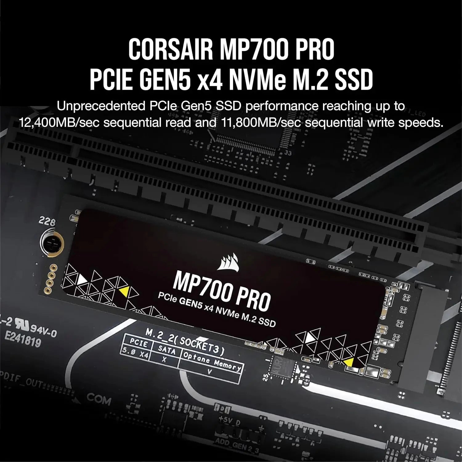 Corsair-MP700 Pro Flash Drive TLC NAND de alta densidade, 1TB, 2TB, M.2 PCIe, Gen5 x4, NVMe 2.0, SSD 2280, Até 12.400 MB por segundo
