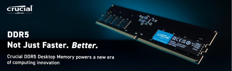 Crucial DDR5 Desktop Memory, 100% RAM Original, 16GB, 32GB, 4800MHz, 5200MHz, 5600MHz
