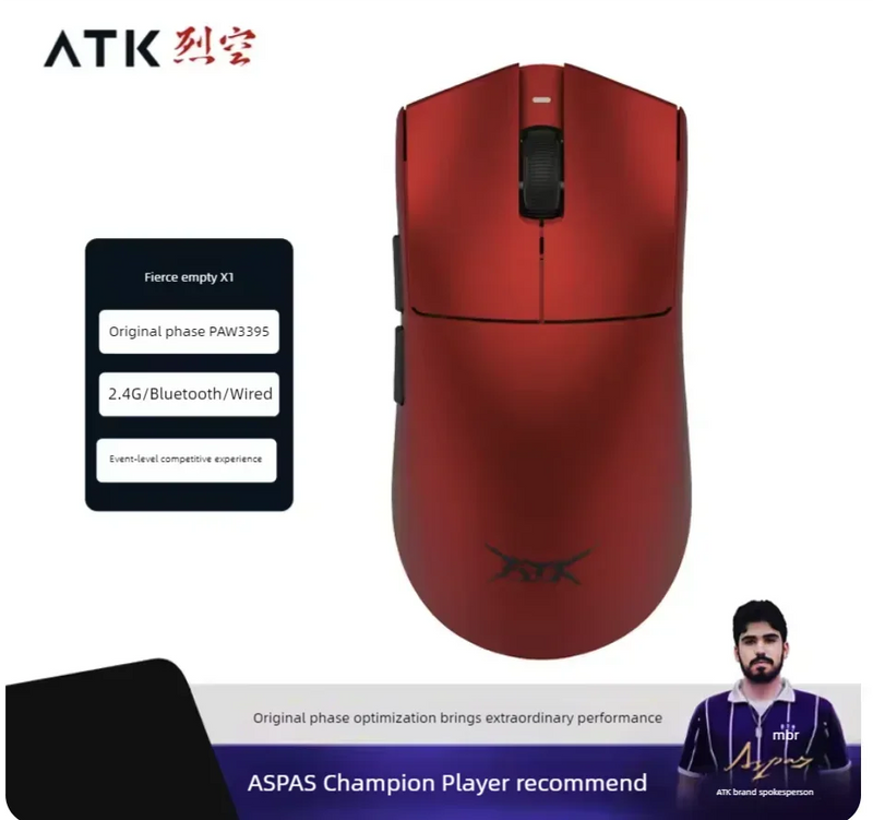 ATK Blazing Sky X1 Pro Max Ultra ULTIMATE Mouse Três Modos Bluetooth Mouse Sem Fio Paw3950 8K Leve FPS E-sports Pc Gamer