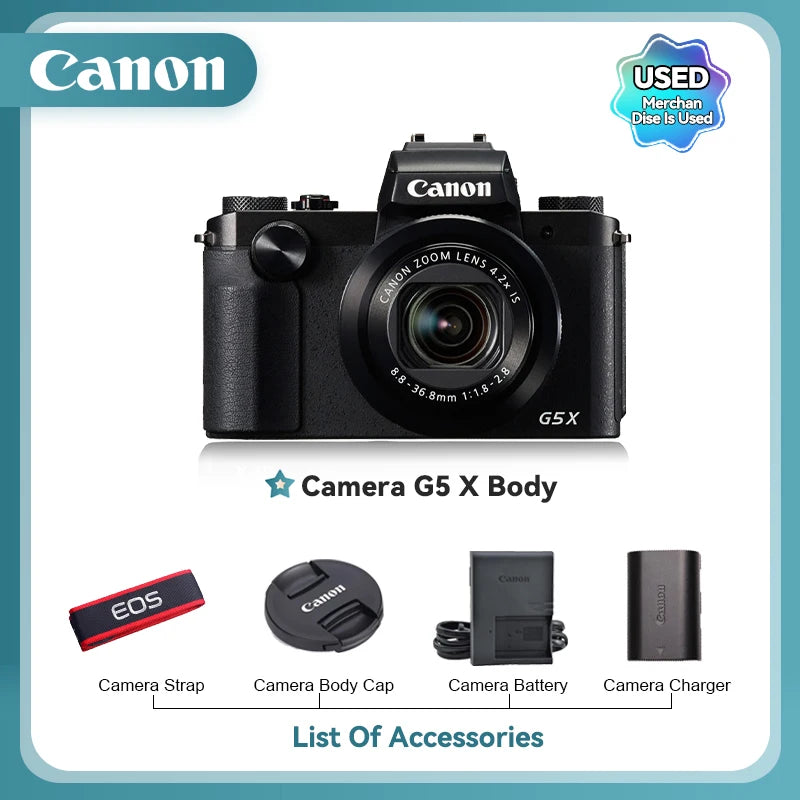 Canon PowerShot G7X Mark II III Portátil Cartão Pequeno Câmera Digital Lente de Zoom Óptico Câmeras de Vídeo 4K G7X3 G7X II G7X III (Usado)