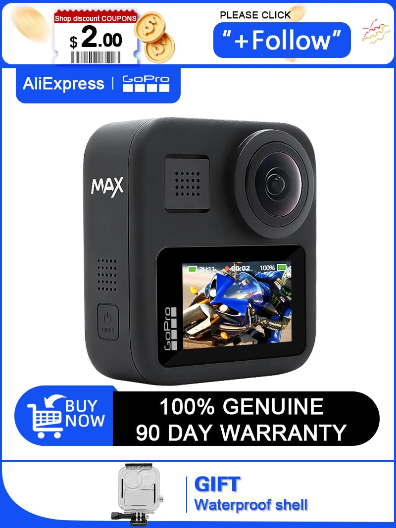 (Used) GoPro MAX 360 action camera 5.2k Go Pro MAX 360 original camera vlog camera 360 action camera