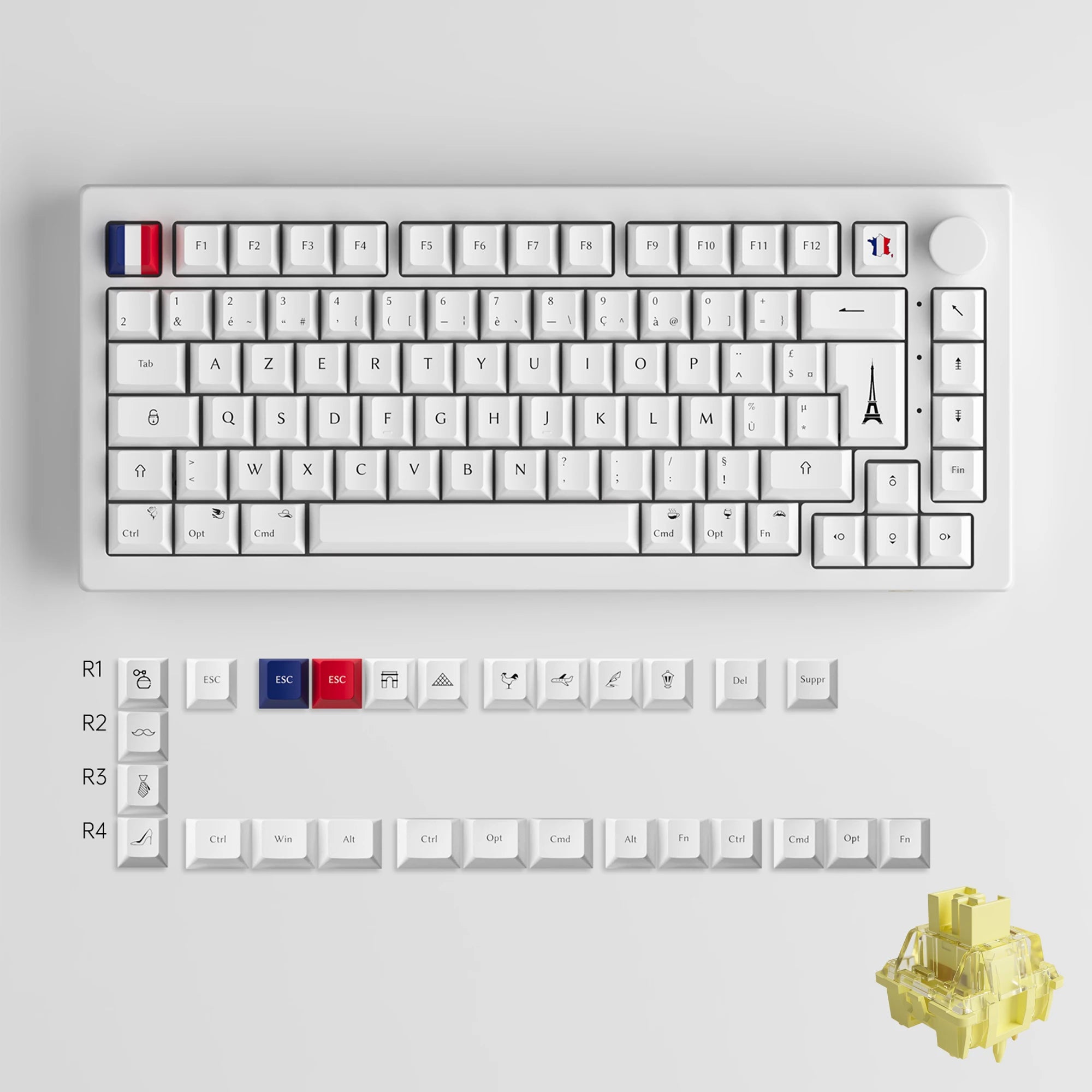 Akko 5075B Plus V2 Drácula Castelo Teclado Mecânico para Jogos 75% Multi-Modos Trocáveis a Quente RGB 2.4GHz Sem Fio/USB Tipo-C/BT 5.0