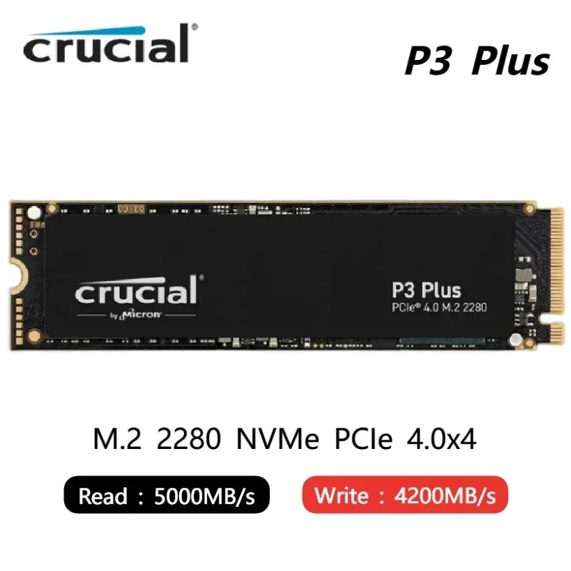 SSD Crucial P5 Plus Solid State Drive, P3 Plus, PCIe 4.0, P3, P2 PCIe 3.0, 500GB, 1TB, 2TB, 3D NAND, NVMe, M.2 2280, disco rígido do jogo, 4 TB