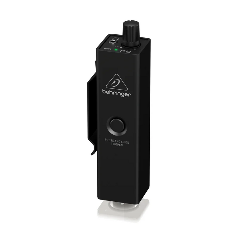 BEHRINGER-P2 Amplificador Ultra-Compacto Monitor Pessoal In-Ear, Controle de Bateria com Indicadores LED, Conveniente Clipe Belt-Pack