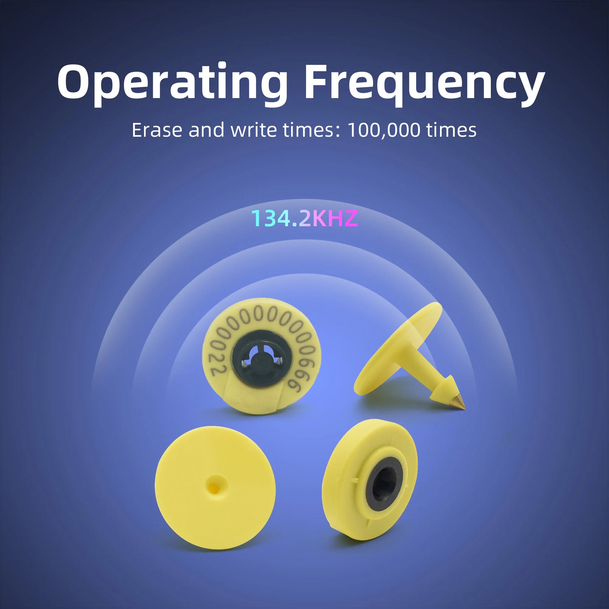 Animal Ear tag 134.2KHz ISO11785 Standard LF Passive RFID FDX-B ear tag for animal cattle sheep pig management