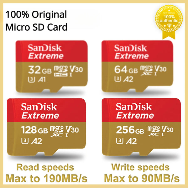 SanDisk-Cartão Micro SD para Steam Deck Camera, Cartão de Memória, Flash TF, Extreme MicroSDXC, UHS-I, A2, U3, 4K, GoPro, Nintendo