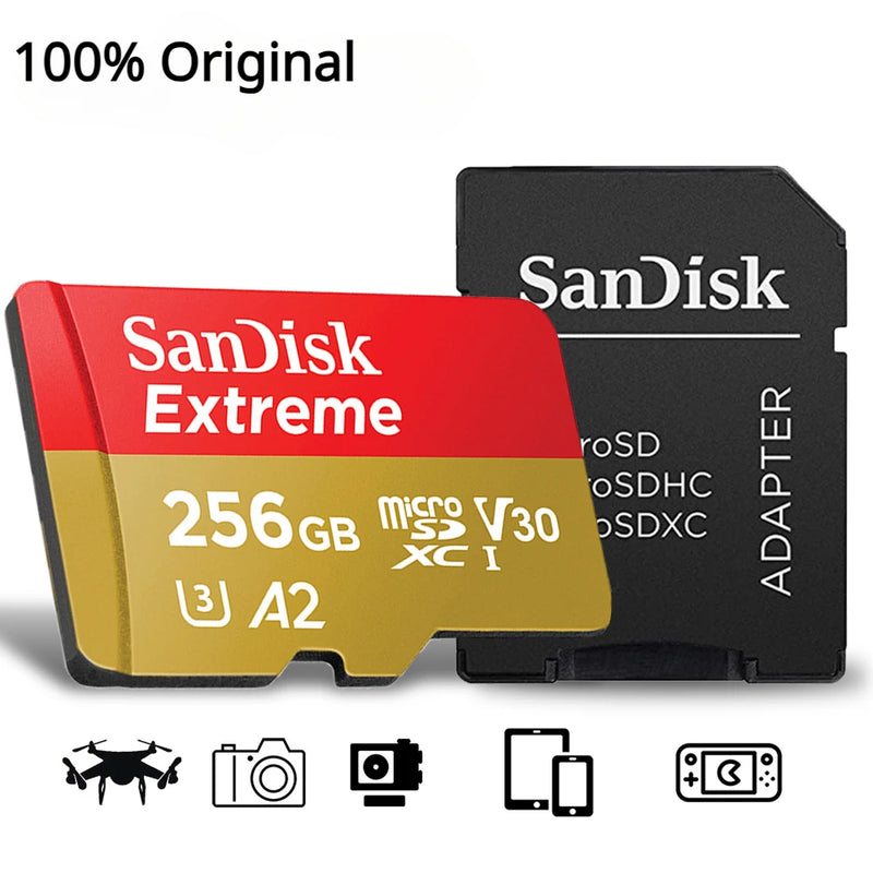 SanDisk-Cartão Micro SD para Steam Deck Camera, Cartão de Memória, Flash TF, Extreme MicroSDXC, UHS-I, A2, U3, 4K, GoPro, Nintendo