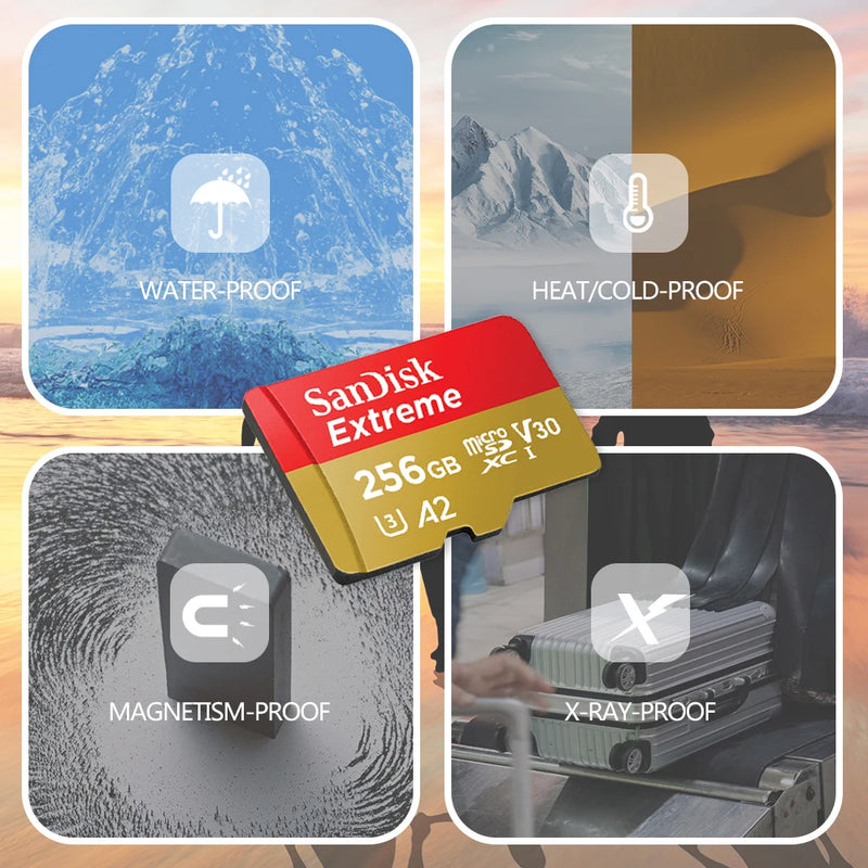 SanDisk-Cartão Micro SD para Steam Deck Camera, Cartão de Memória, Flash TF, Extreme MicroSDXC, UHS-I, A2, U3, 4K, GoPro, Nintendo