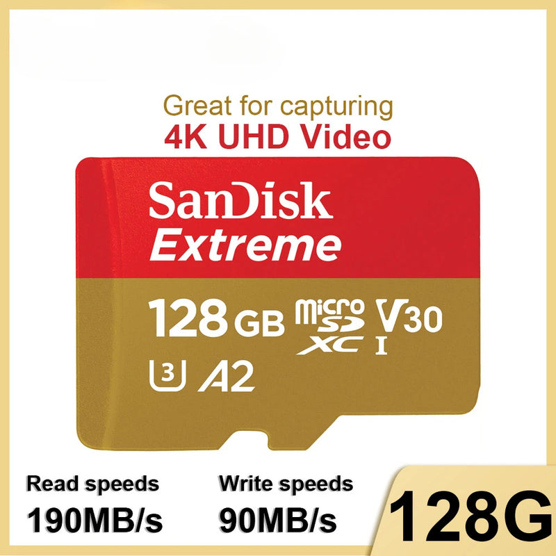 SanDisk-Cartão Micro SD para Steam Deck Camera, Cartão de Memória, Flash TF, Extreme MicroSDXC, UHS-I, A2, U3, 4K, GoPro, Nintendo
