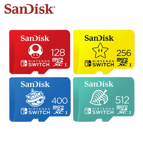 SanDisk-Cartão de Memória Original para Nintendo Switch, TF Flash Card, MicroSDXC, até 100 Mbps, 64GB, 128GB, 256GB, 512GB