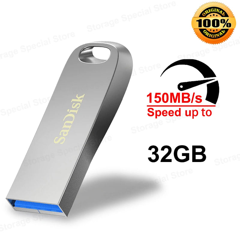 SanDisk-Metal Encryption Disk Pendrive, Speed Flash Drive, Memory Stick, USB 3.2, Gen1, 400 mbps, 128GB, 256GB, 512GB, 32GB, 64GB