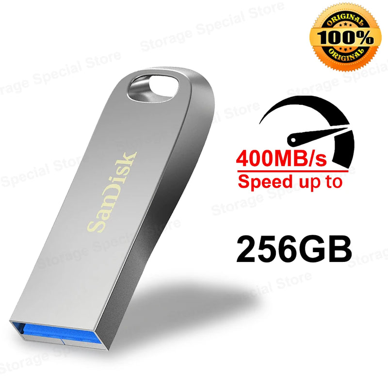 SanDisk-Metal Encryption Disk Pendrive, Speed Flash Drive, Memory Stick, USB 3.2, Gen1, 400 mbps, 128GB, 256GB, 512GB, 32GB, 64GB