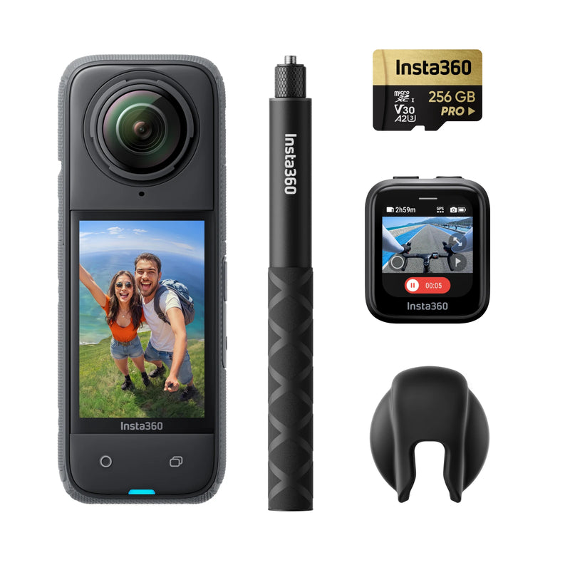Insta360 X4 - Câmera de ação 360 à prova d'água 8K, vídeo grande angular 4K, bastão de selfie invisível, protetores de lente removíveis, último de 135 minutos