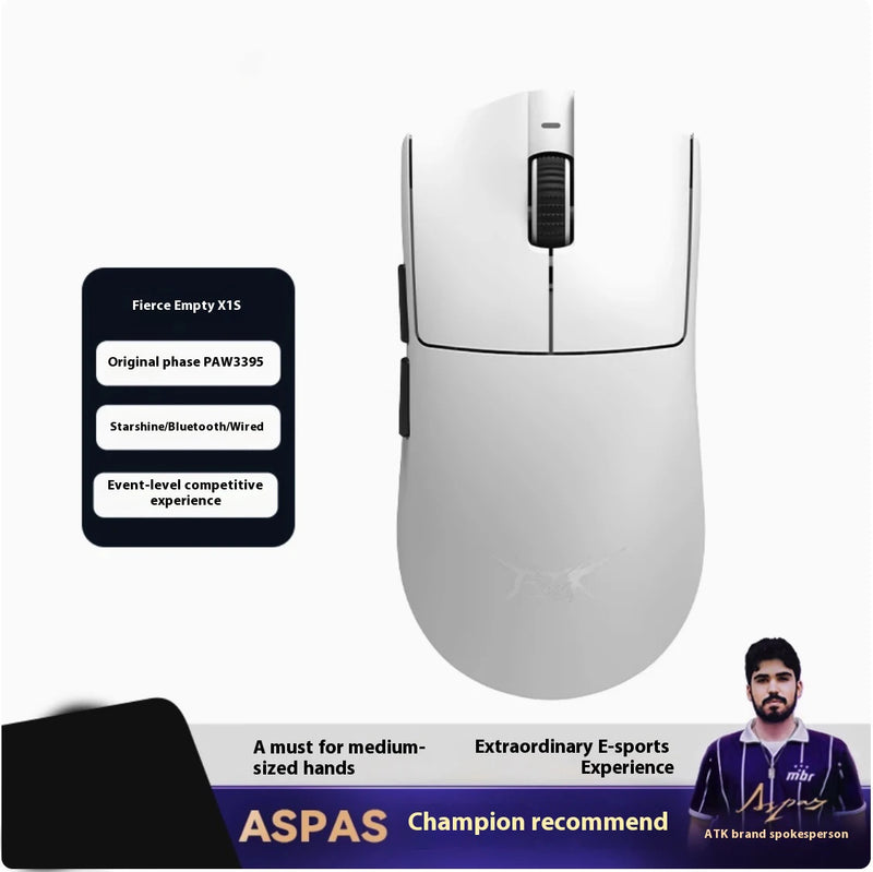 ATK Blazing Sky X1 Pro Max Ultra ULTIMATE Mouse Três Modos Bluetooth Mouse Sem Fio Paw3950 8K Leve FPS E-sports Pc Gamer