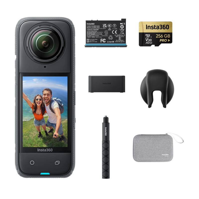 Insta360 X4 - Câmera de ação 360 à prova d'água 8K, vídeo grande angular 4K, bastão de selfie invisível, protetores de lente removíveis, último de 135 minutos