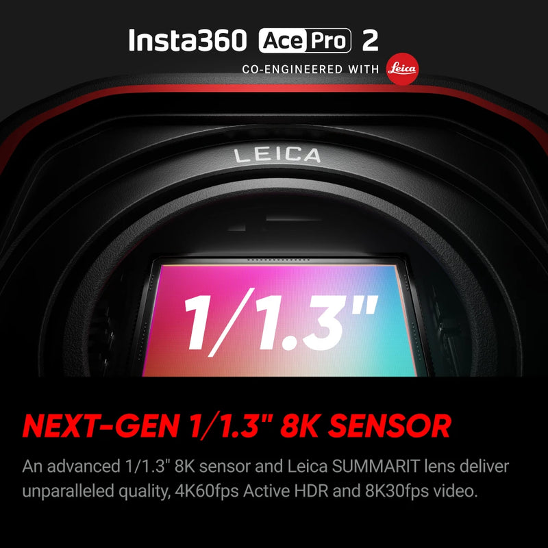 Câmera de ação à prova d'água Insta360 Ace Pro 2 - 8K projetada em colaboração com Leica, chips AI duplos, sensor de 1/1,3 polegadas