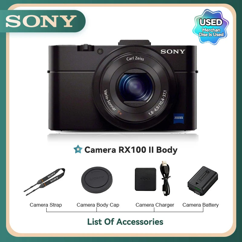 Sony DSC-RX100 VI RX10 III IV RX1R II Portátil Cartão Pequeno Câmera Digital Lente de Zoom Óptico 4K Câmeras de Vídeo RX100M6 RX10M4 (Usado)