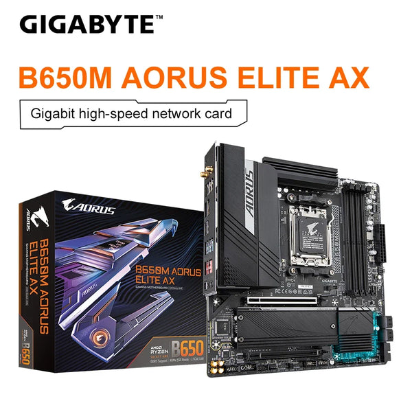 Placa-mãe GIGABYTE-Aorus Elite AX, Micro-ATX, AMD B650, DDR5, 6600 MHz, M.2, USB 3.2, 128G, Wi-Fi, soquete 6E, AM5, GA B650M, Novo