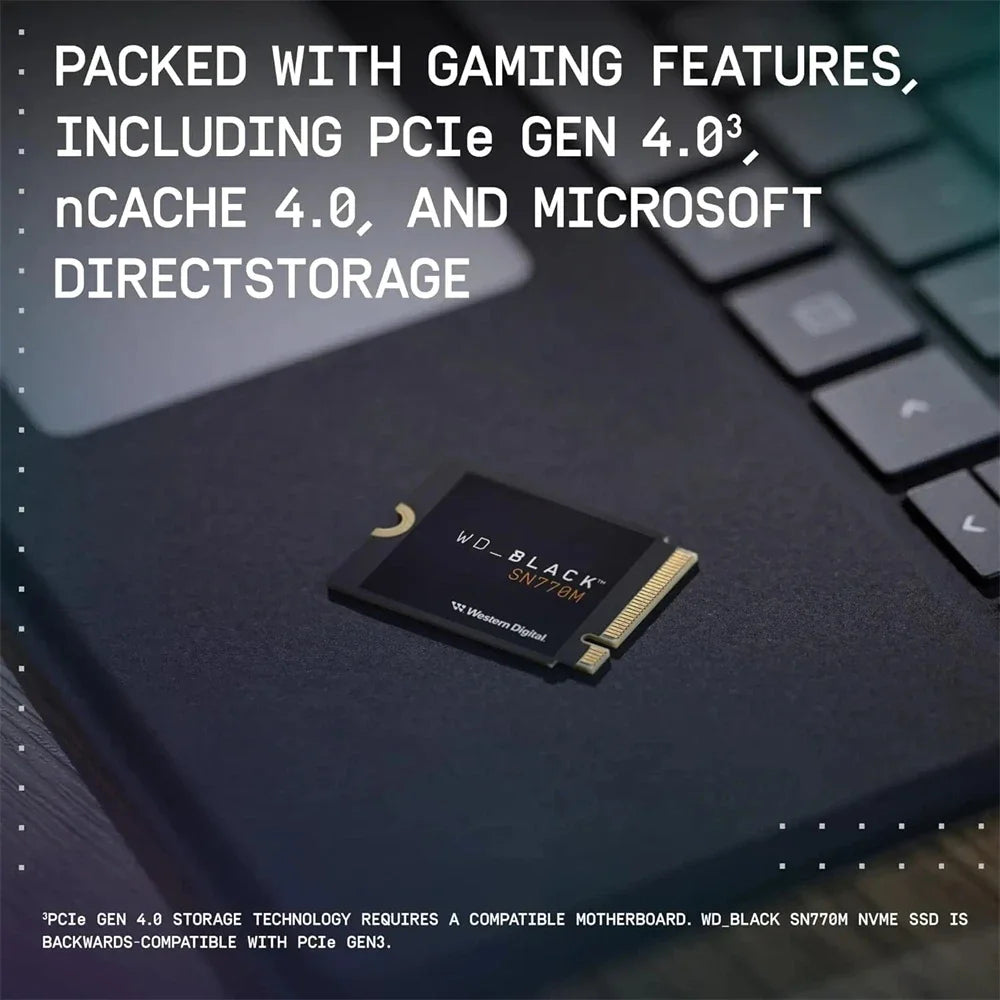WD_BLACK WD SN770M M.2 2230 NVMe SSD Estado Sólido Interno 500GB 1TB 2TB Velocidade de Leitura de até 5150 MB/s para Dispositivos de jogos portáteis