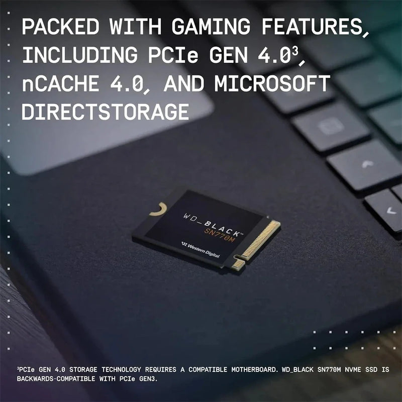 WD_BLACK WD SN770M M.2 2230 NVMe SSD Estado Sólido Interno 500GB 1TB 2TB Velocidade de Leitura de até 5150 MB/s para Dispositivos de jogos portáteis