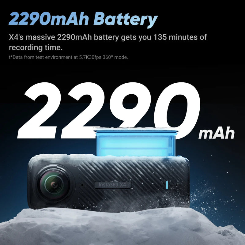 Insta360 X4 - Câmera de ação 360 à prova d'água 8K, vídeo grande angular 4K, bastão de selfie invisível, protetores de lente removíveis, último de 135 minutos