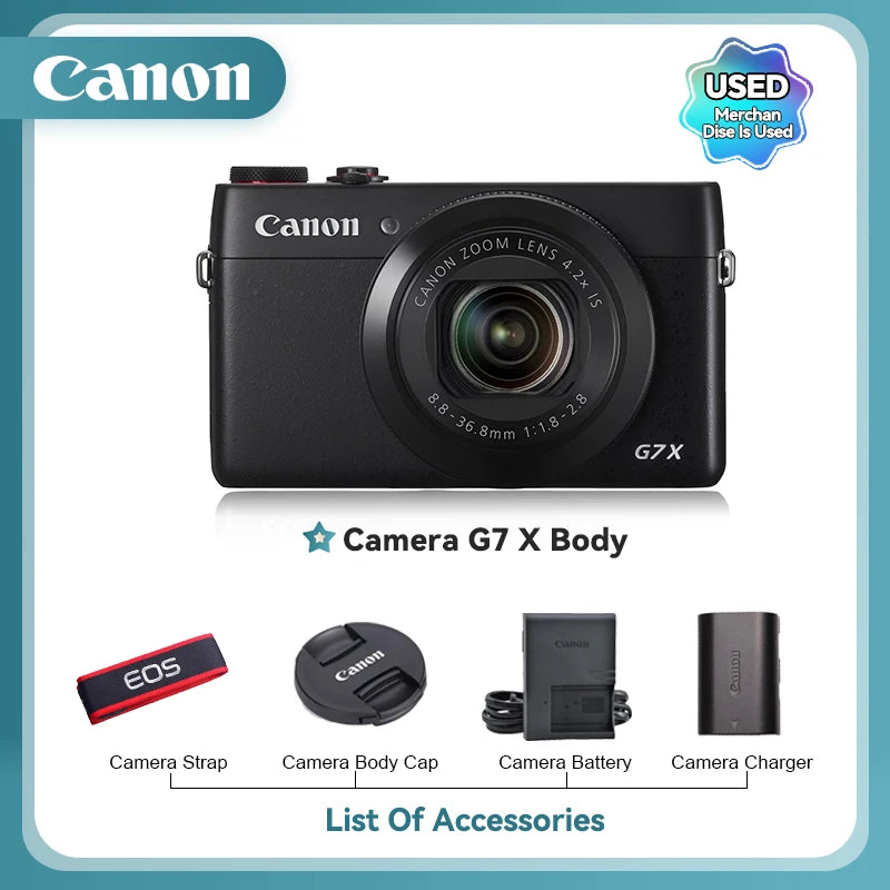 Canon PowerShot G7X Mark II III Portátil Cartão Pequeno Câmera Digital Lente de Zoom Óptico Câmeras de Vídeo 4K G7X3 G7X II G7X III (Usado)