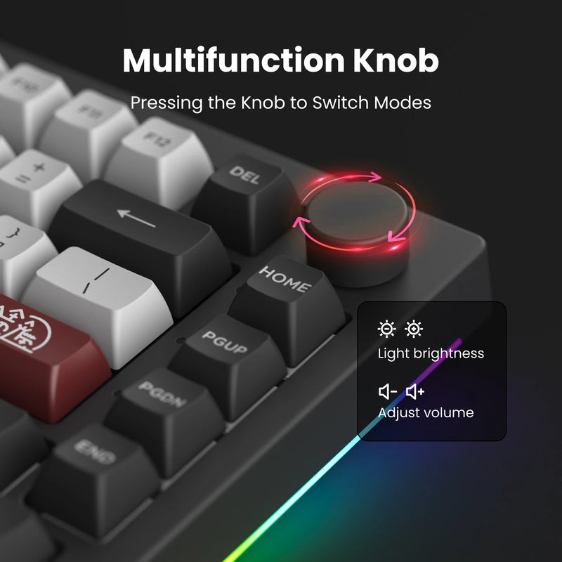 Akko 5075B Plus V2 Drácula Castelo Teclado Mecânico para Jogos 75% Multi-Modos Trocáveis a Quente RGB 2.4GHz Sem Fio/USB Tipo-C/BT 5.0