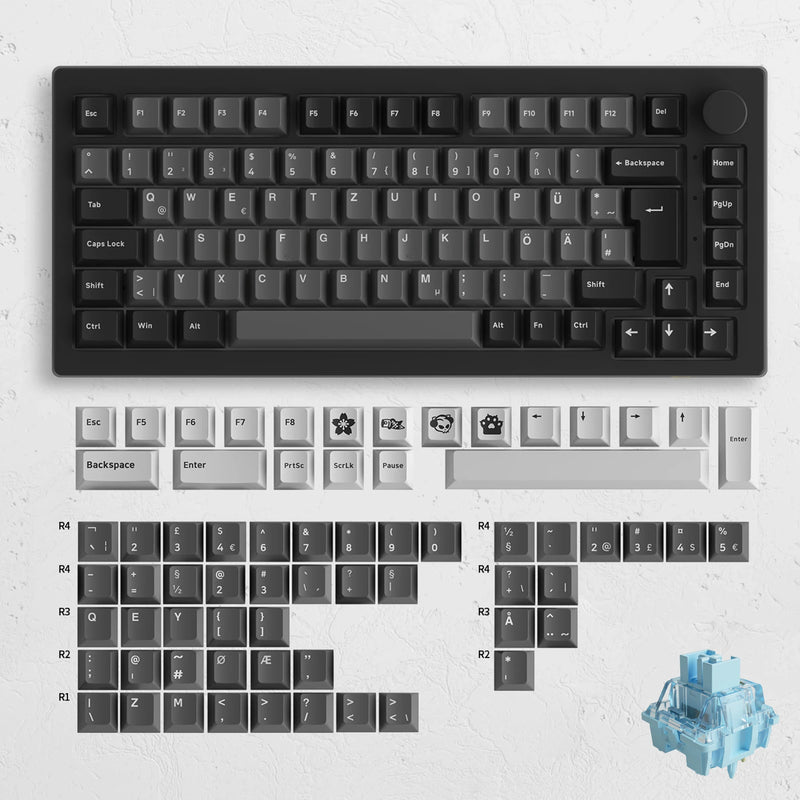 Akko 5075B Plus V2 Drácula Castelo Teclado Mecânico para Jogos 75% Multi-Modos Trocáveis a Quente RGB 2.4GHz Sem Fio/USB Tipo-C/BT 5.0