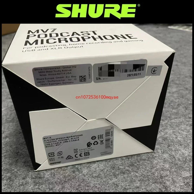 Shure MV7 Microfone Dinâmico Híbrido, USB, XLR, Exterior, Ao Vivo, Resposta de Frequência Selecionável, Placa de Som Integrada, Original
