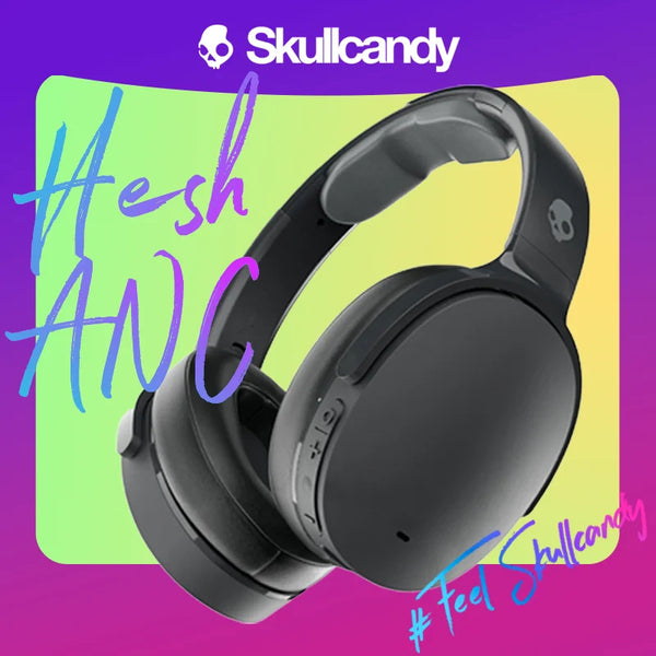 Skullcandy-Auscultadores Sem Fio, Redução de Ruído, Over-Ear Bluetooth Earbuds para Esportes, Gaming Headset, Hesh ANC, Original, S6HW-N740