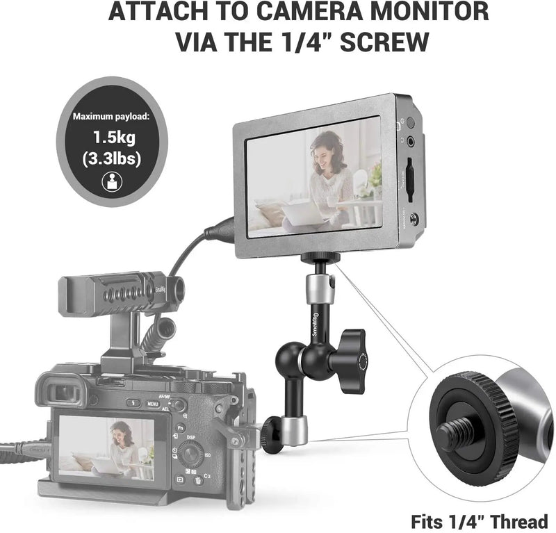Smallrig câmera 5.5 polegadas braço articulando evf montagem microfone universal 1/4 "a 1/4" de alumínio braço mágico câmera 2065