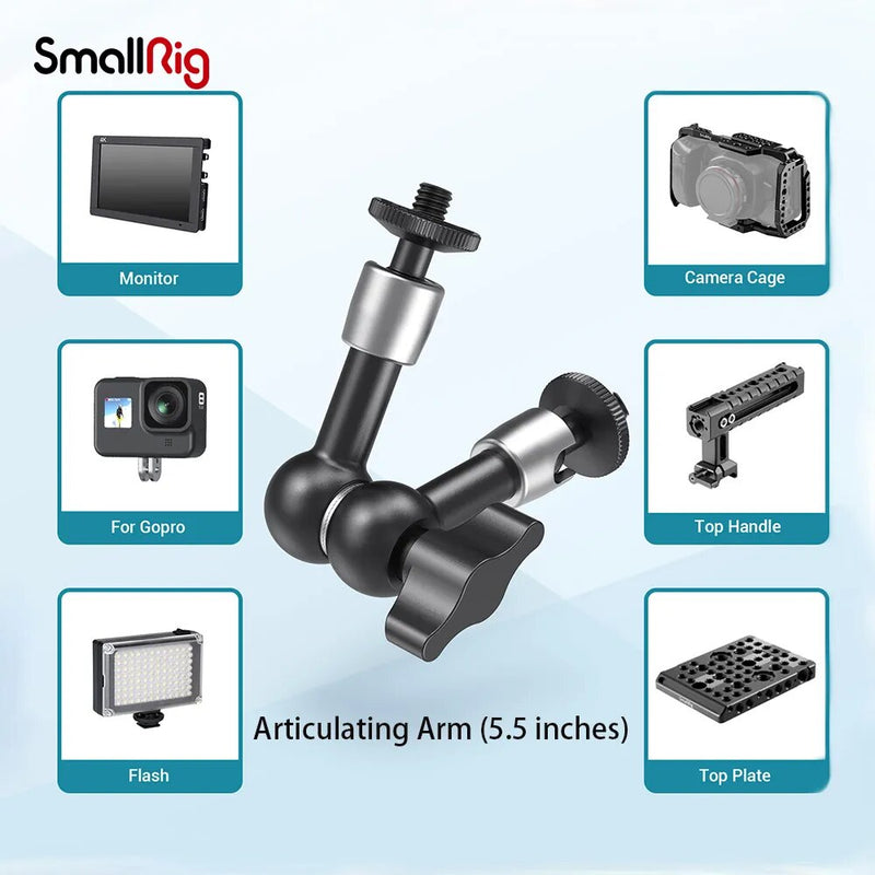 Smallrig câmera 5.5 polegadas braço articulando evf montagem microfone universal 1/4 "a 1/4" de alumínio braço mágico câmera 2065