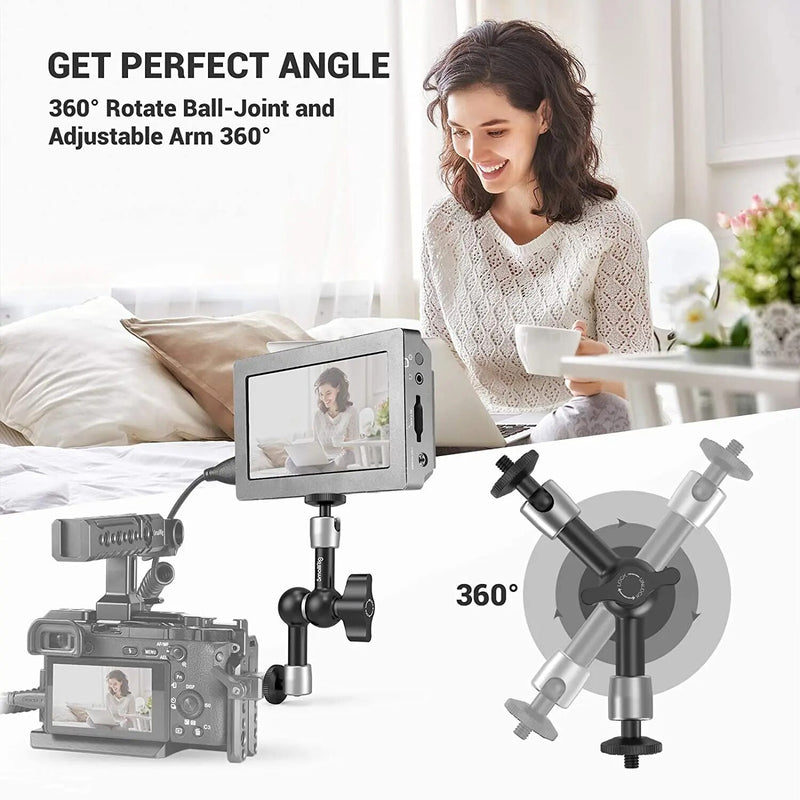 Smallrig câmera 5.5 polegadas braço articulando evf montagem microfone universal 1/4 "a 1/4" de alumínio braço mágico câmera 2065