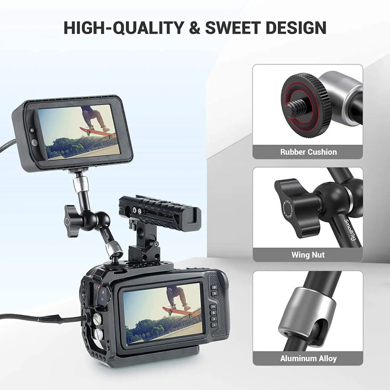 Smallrig câmera 5.5 polegadas braço articulando evf montagem microfone universal 1/4 "a 1/4" de alumínio braço mágico câmera 2065