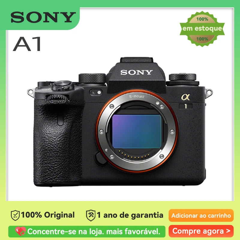 Sony-Alpha A1 Compact Digital Camera, Full-Frame, Qualidade de Imagem, Flagship, 50.1MP, 30FPS, 4K, 120P, 8K, 30P