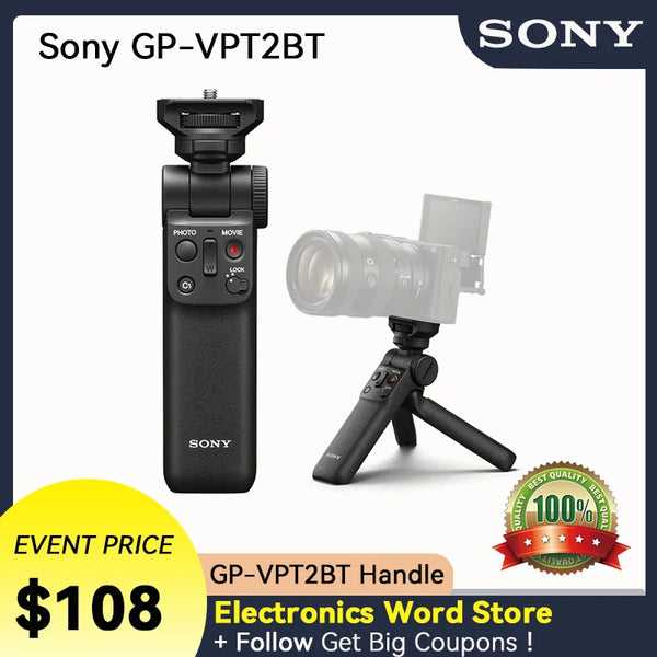 Sony-GP-VPT2BT Selfie Handle, Punho De Tiro Sem Fio com Comando Remoto para ZV1 A6400, 3 Tripé Gp Vpt2b
