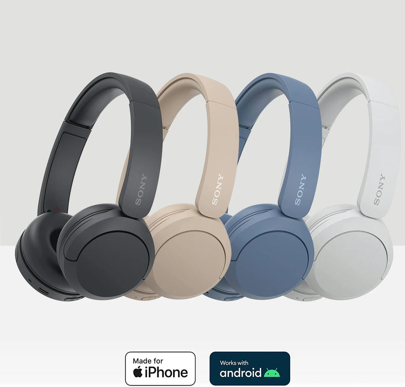 Sony-fones de ouvido sem fio Bluetooth, fone de ouvido original com microfone, até 50 horas de duração da bateria, WH-CH520, 2023