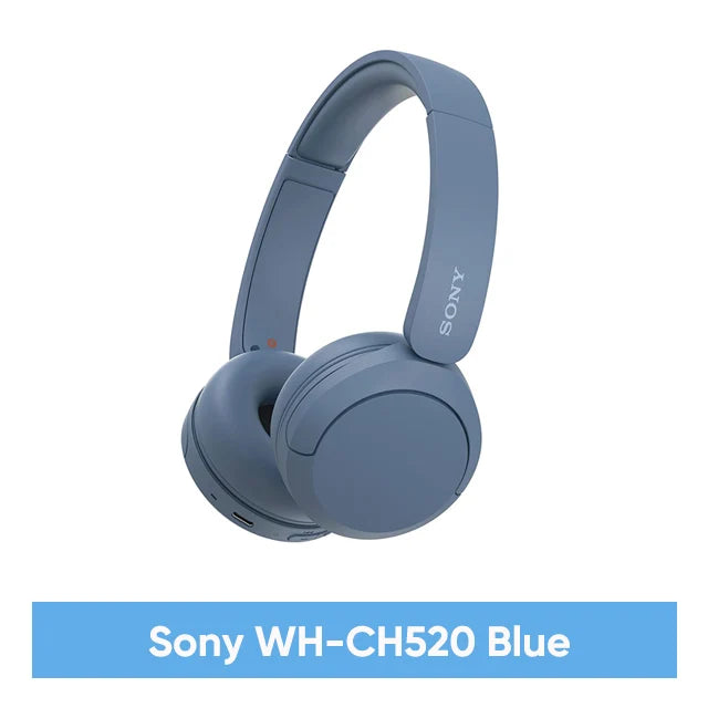 Sony-fones de ouvido sem fio Bluetooth, fone de ouvido original com microfone, até 50 horas de duração da bateria, WH-CH520, 2023