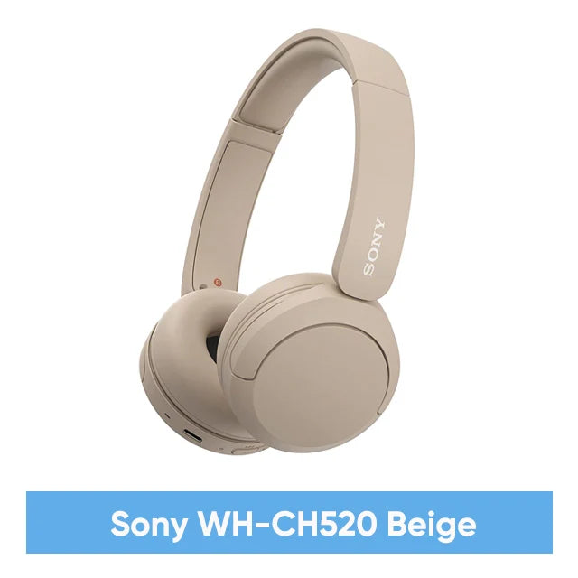 Sony-fones de ouvido sem fio Bluetooth, fone de ouvido original com microfone, até 50 horas de duração da bateria, WH-CH520, 2023