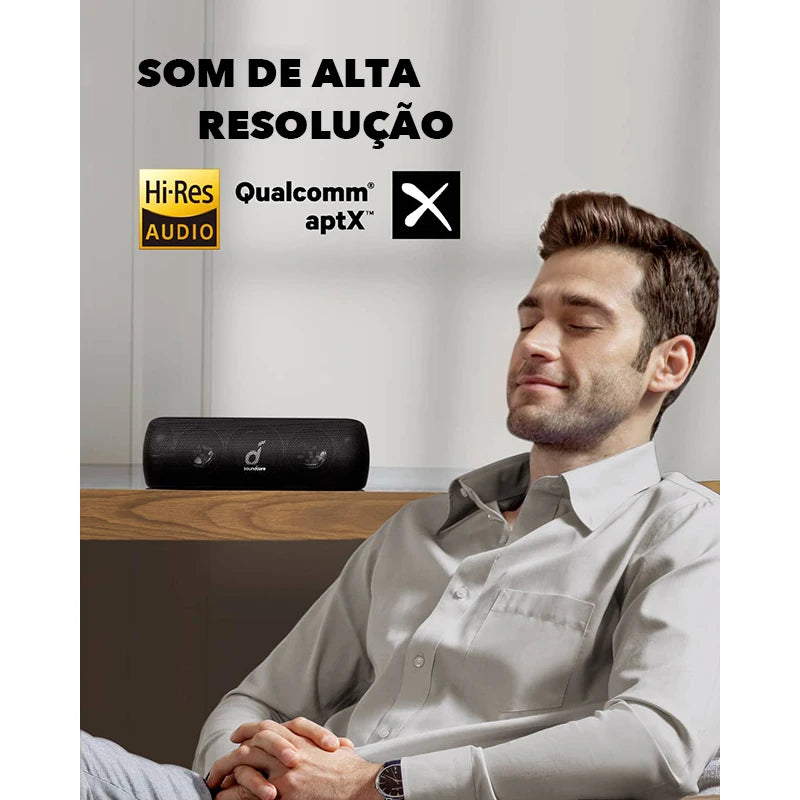 Soundcore by Anker Motion + Wireless HiFi caixa de som bluetooth portátil, 30W de som de alta resolução, Bass e Treble estendido
