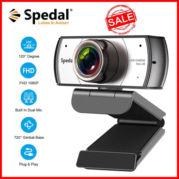 Spedal-C920Pro Webcam de ângulo largo, ângulo de 120 °, 1080P, Full HD com microfone, USB, reunião de videoconferência, laptop, Mac, PC