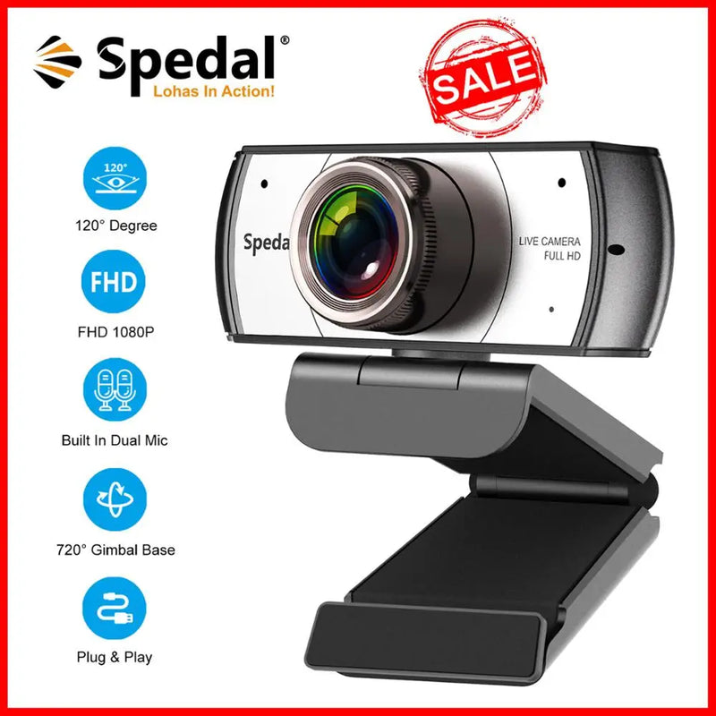 Spedal-C920Pro Webcam de ângulo largo, ângulo de 120 °, 1080P, Full HD com microfone, USB, reunião de videoconferência, laptop, Mac, PC