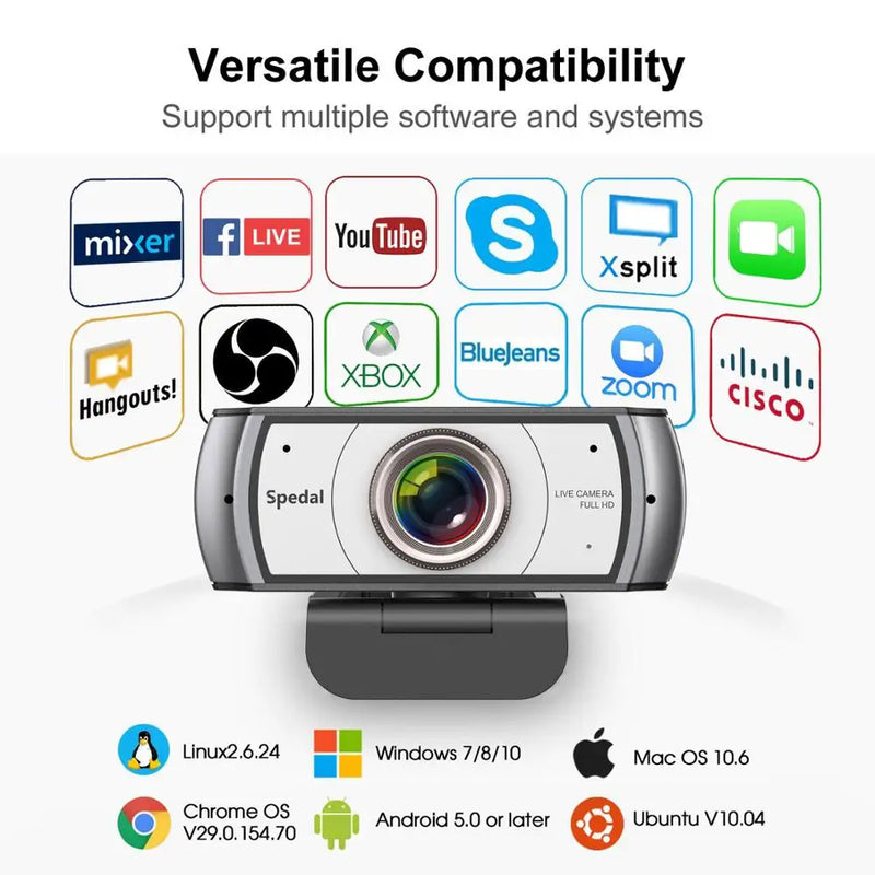 Spedal-C920Pro Webcam de ângulo largo, ângulo de 120 °, 1080P, Full HD com microfone, USB, reunião de videoconferência, laptop, Mac, PC
