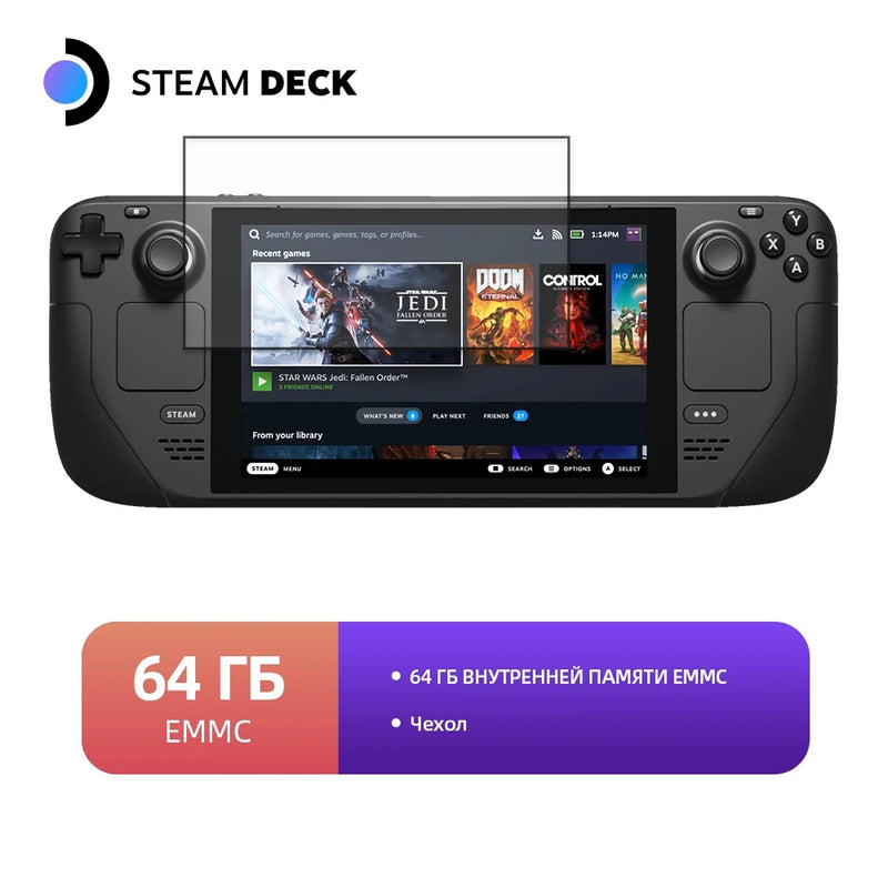Steam Deck Handheld Game Console, Display OLED, Touch Screen, Suporta Bluetooth e WiFi Jogos, 64G, 256G, 512GB, 7.4 ", Novo