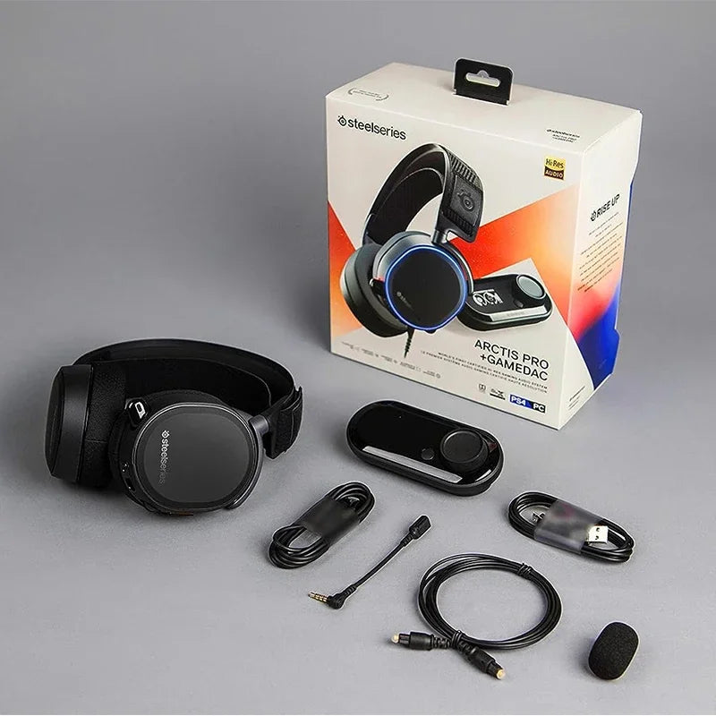 SteelSeries-Arctis Pro Plus Gaming Headset, GameDAC, Amp, Certificado, Alta Resolução, Dedicado ao Áudio, PS5, PS4, PC