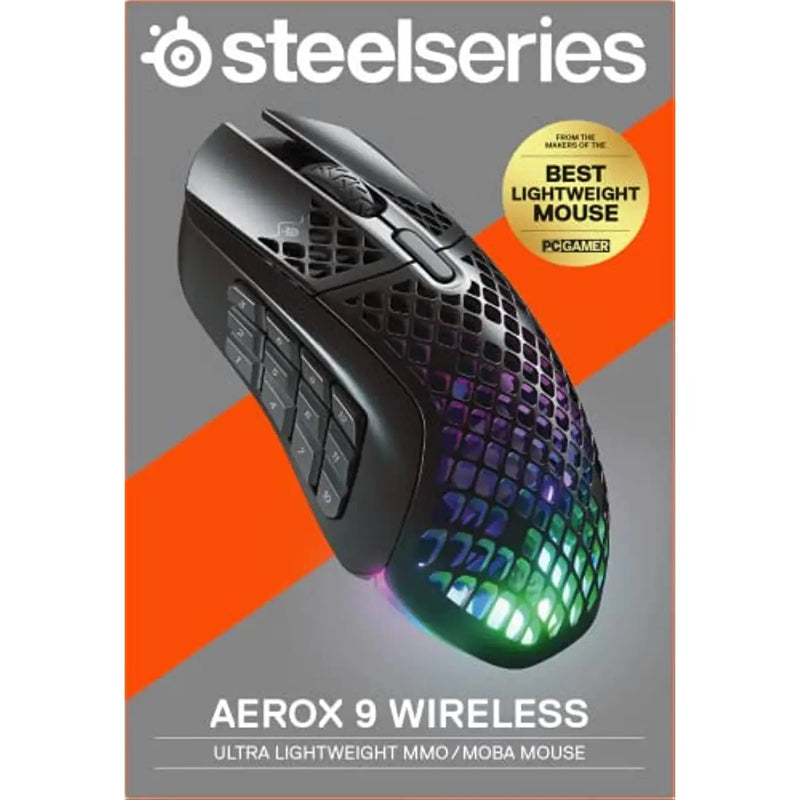 Steelseries aerox 9 ultra-leve sem fio gaming mouse 18000 cpi truemove ar sensor óptico 18 botões programáveis