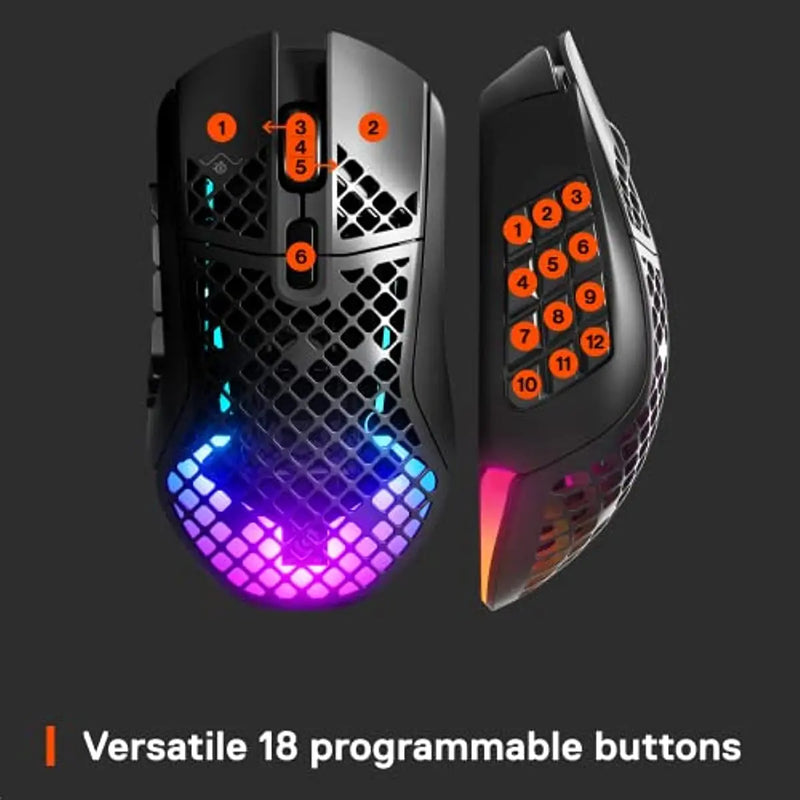 Steelseries aerox 9 ultra-leve sem fio gaming mouse 18000 cpi truemove ar sensor óptico 18 botões programáveis