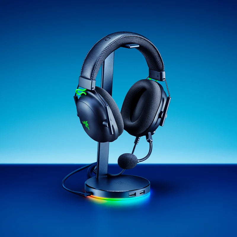 Suporte de auscultadores multifuncional Razer-chroma, luz RGB V2, HUB USB, suporte de metal, estação base, original