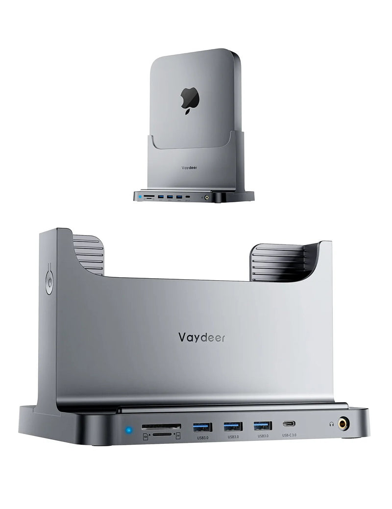 Suporte de plástico para Mac Mini, 8 em 1 Dock Station Suporte com adaptador de energia USB 3.0 Port Tipo C Hub para transferência de dados