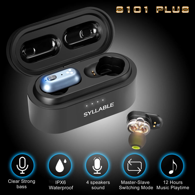 Syllable-s101 plus fones de ouvido, original, tvs, qcc3040, sem fio, estéreo, 12 horas